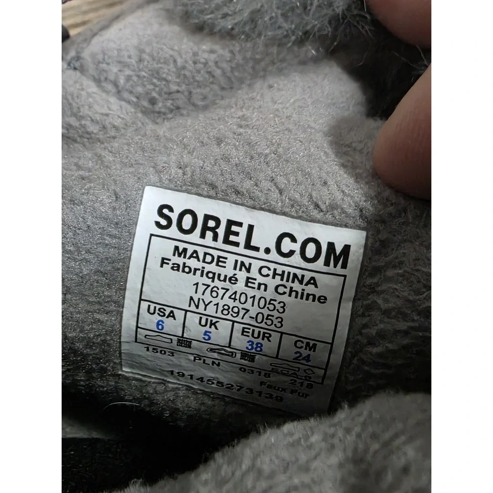 Sorel Youth Girls Pink Grey Whitney Nylon Snow Boots Faux Fur Lined Size 6